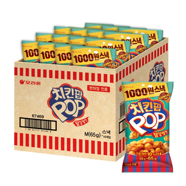  오리온 치킨팝 닭강정맛, 65g, 16개입
