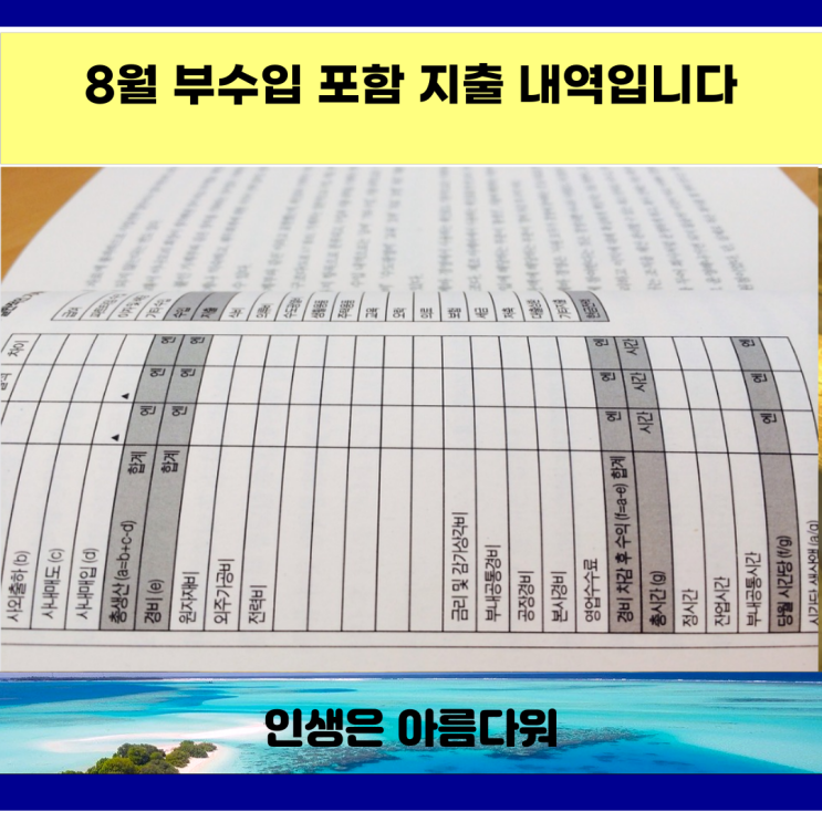  8월 부수입 포함 지출 내역입니다
