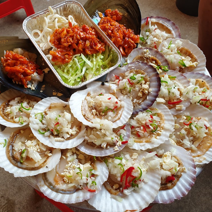  부산 태종대 조개구이 맛집 "나루터" 가리비/키조개 해물라면