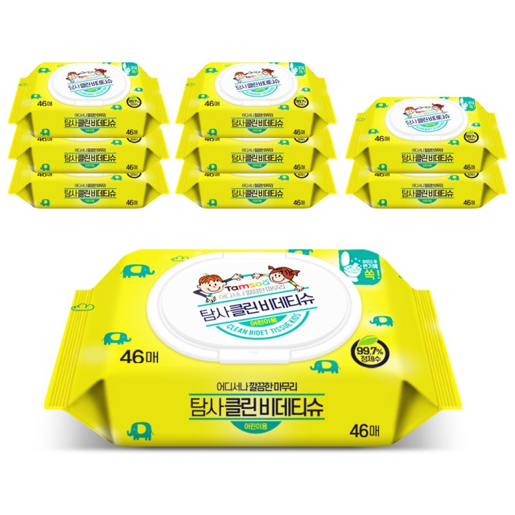  쿠팡 브랜드 - 탐사 어린이용 클린 비데티슈 캡형, 46매, 9팩