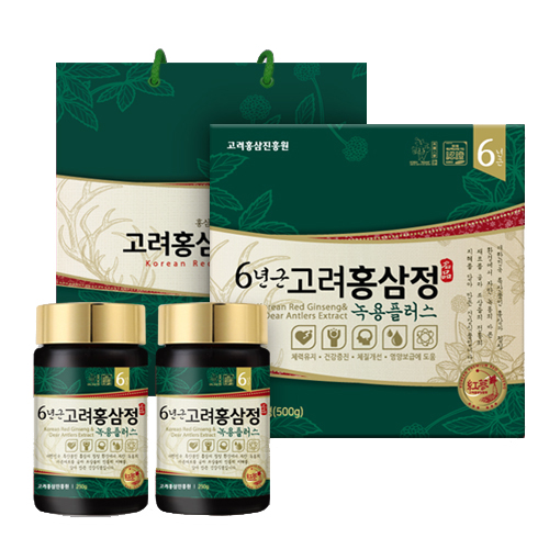  고려홍삼진흥원 6년근 홍삼정 녹용플러스 + 쇼핑백, 250g, 2개입