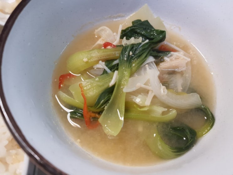  아이와 함께 초간단 청경채된장찌개 만들기:된장맛양념큐브