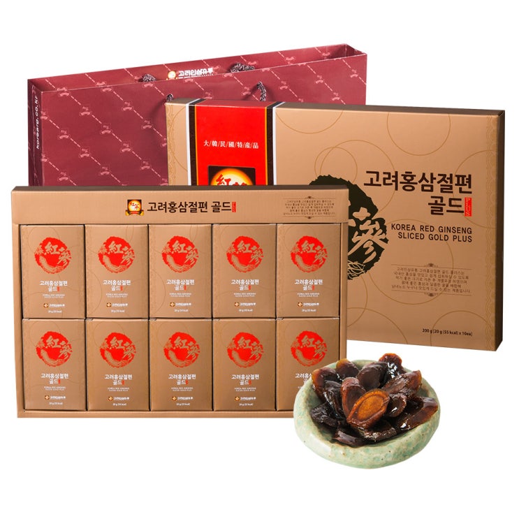  고려인삼유통 고려홍삼절편 골드 플러스 + 쇼핑백, 20g, 10개