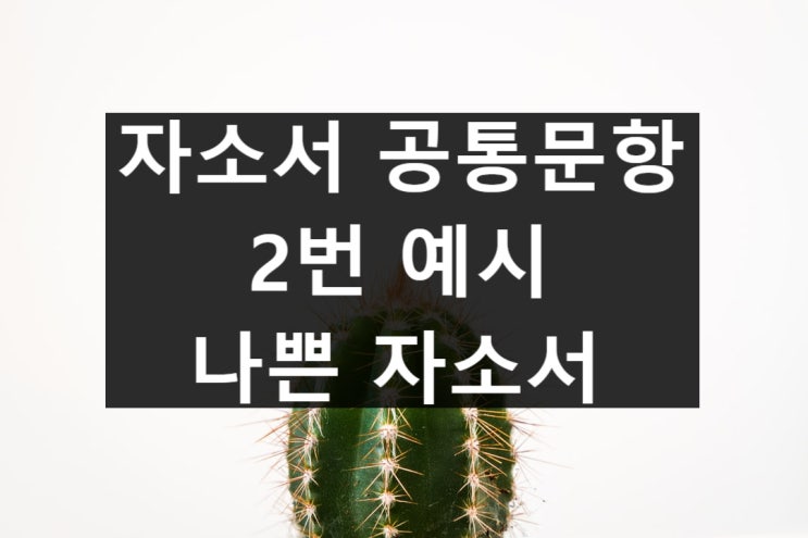  공통문항 2번 예시로 보는 나쁜 자소서
