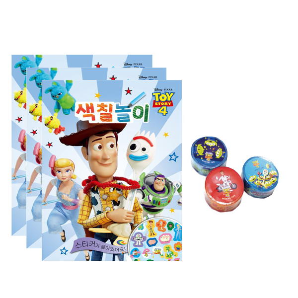  디즈니 토이스토리 색칠놀이 3p + 마스킹 테이프 랜덤 발송 3p 세트, 혼합 색상, 1세트