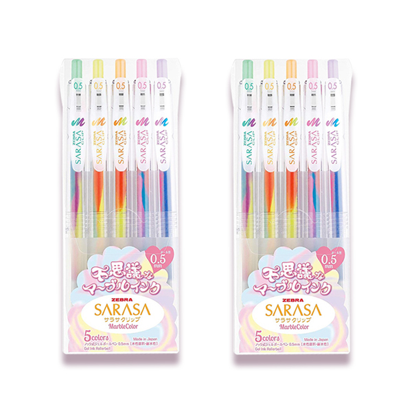  제브라 사라사클립볼펜 마블칼라 0.5mm 5색 세트, 민트샤워, 블루베리스무디, 코튼캔디, 트로피칼망고, 하와이안파인애플, 2세트