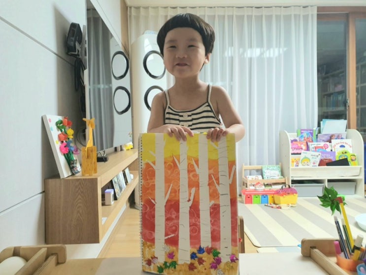  마스킹테이프와 알코올을 이용한 자작나무숲