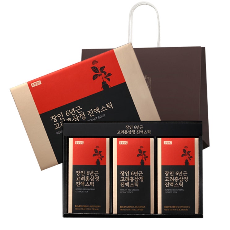  홍정관장인 6년근 고려홍삼정진액스틱 + 쇼핑백, 10ml, 30개
