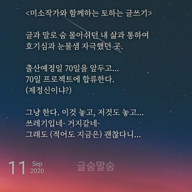  미소작가와 함께하는 토글스 특강, 출산예정 D-70.