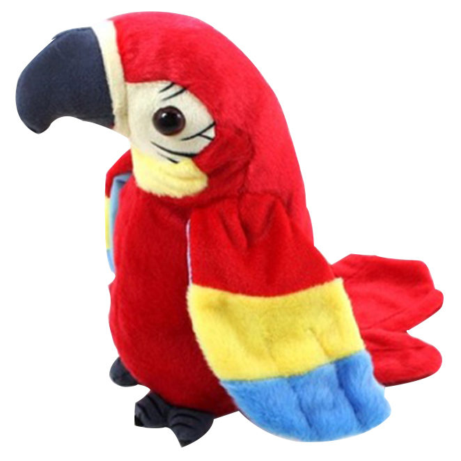  캥거루 말 따라하는 앵무새 인형, 22cm, 레드