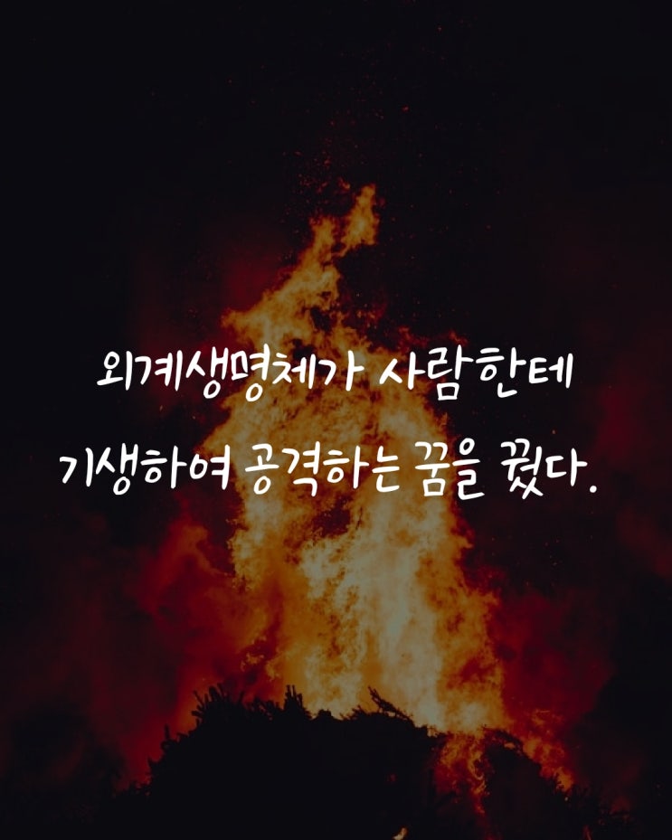 외계생명체가 사람한테 기생하여 공격하는 꿈을 꿨다.