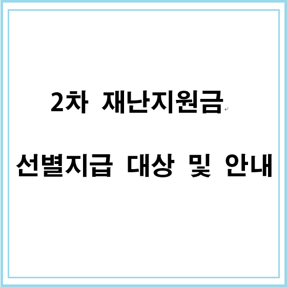  2차 재난지원금 선별대상 및 안내 (금액 및 선별대상)