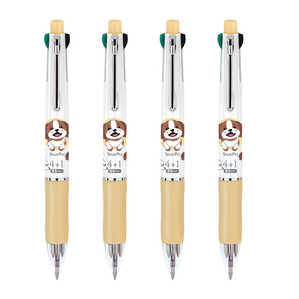  자바펫 초점점도 유성볼펜 + 샤프 0.5mm, 옐로우, 4개입