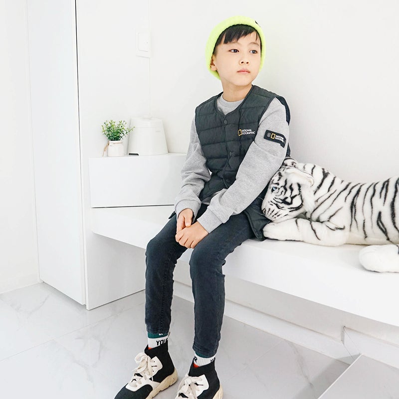 내셔널지오그래픽 키즈 맨투맨, 구스다운 베스트 조합 예뻐