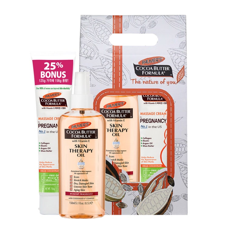  팔머즈 프레그넌시 임산부 크림 156g + 스킨테라피 매직 오일 150ml 선물세트, 1세트