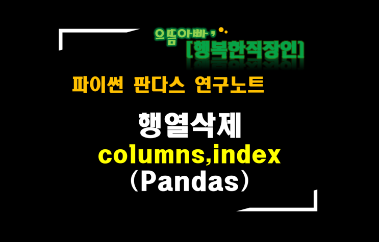 [판다스 연구노트] 행삭제,열삭제(index,columns)