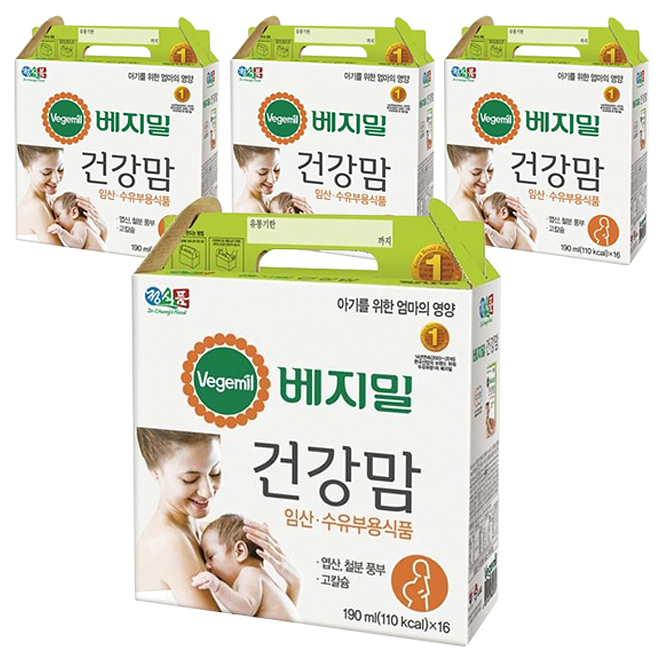  베지밀 건강맘 두유, 190ml, 64개
