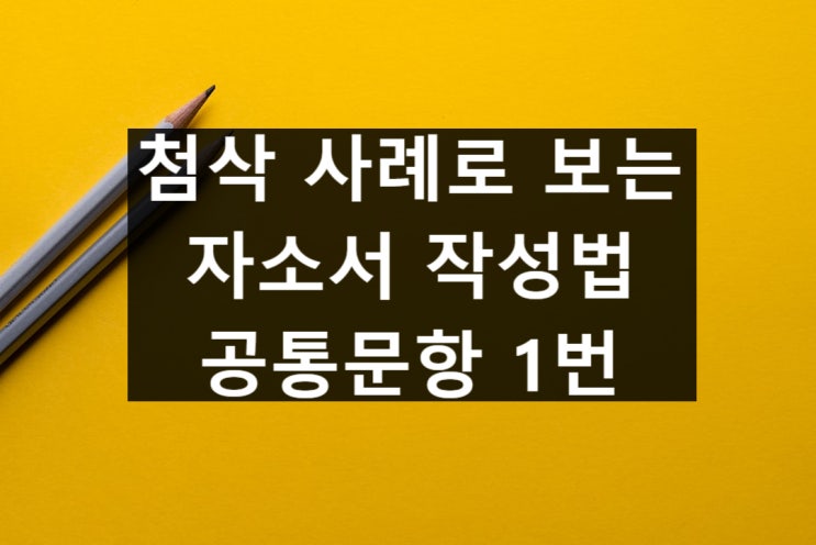  첨삭 사례로 보는 자소서 작성법 - 공통문항 1번