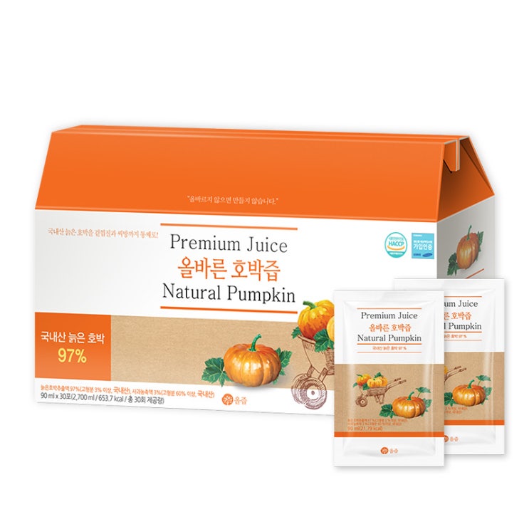  올즙 올바른 호박즙, 90ml, 30개