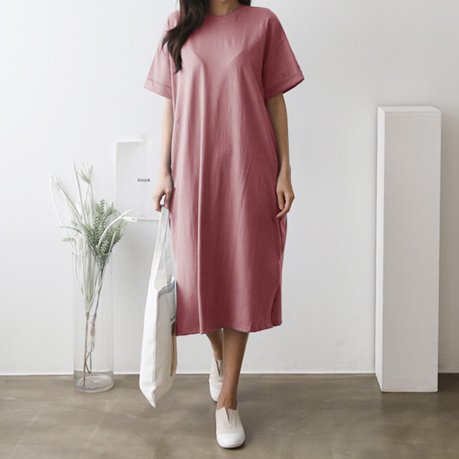  보리맘 턴업 임산부 반팔 원피스 Y893
