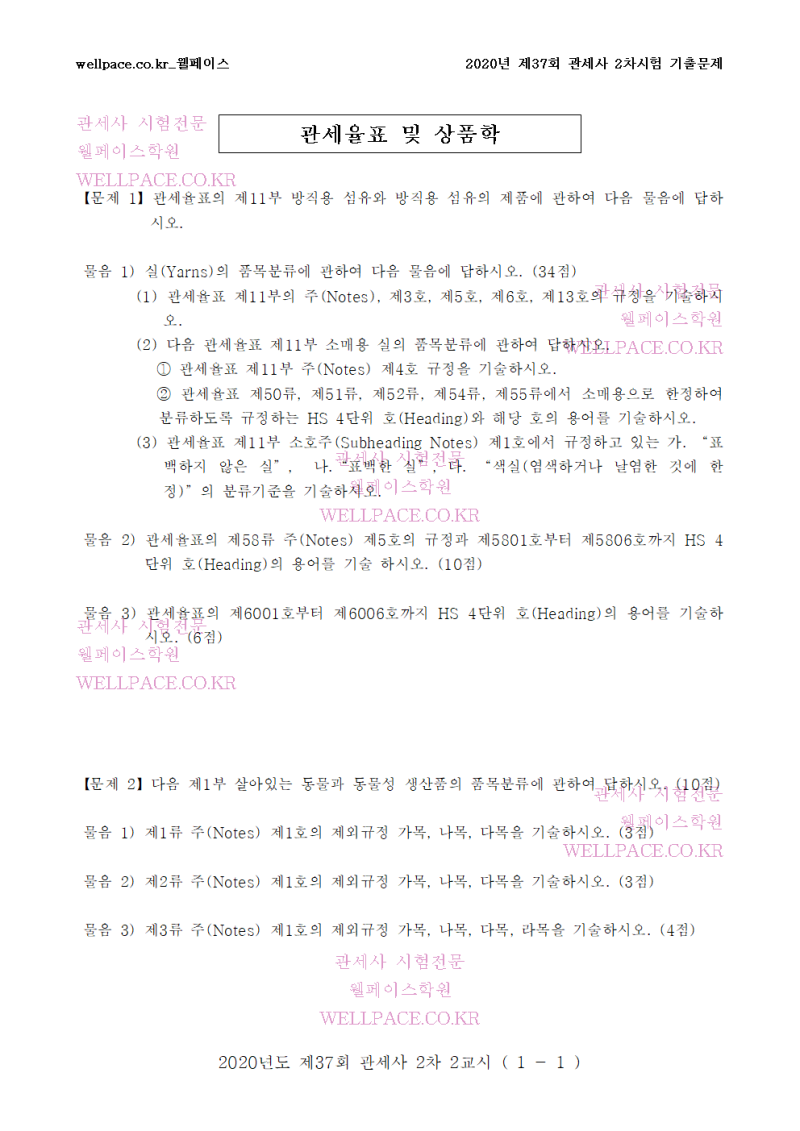 2020년 관세사 기출문제_관세율표및상품학_제37회_9월12일 시행 : 네이버 블로그 2020년 관세사 기출문제_관세율표및상품학_제37회_9월12일 시행 : 네이버 블로그