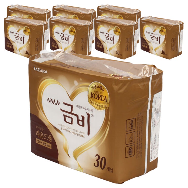  금비 골드 성인용 속기저귀 라운드형, 30매, 8팩