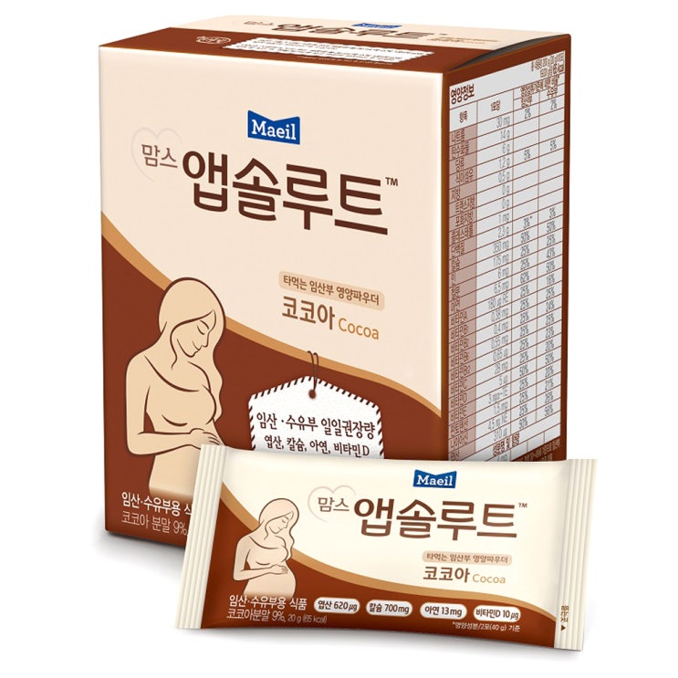  매일유업 맘스 앱솔루트 코코아 임산부 영양파우더, 20g, 10개입