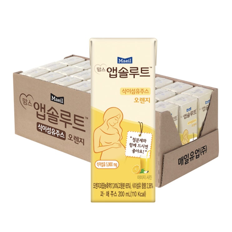  앱솔맘 식이섬유 주스 200ml, 오렌지, 24개입