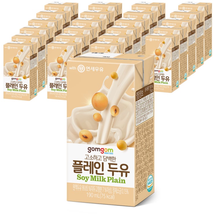  곰곰 고소한 무가당 플레인 두유, 190ml, 24개