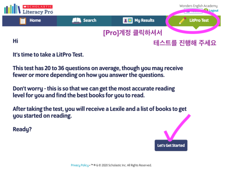 Lit Pro SCHOLASTIC 릿프로 TEST [2] : 네이버 블로그