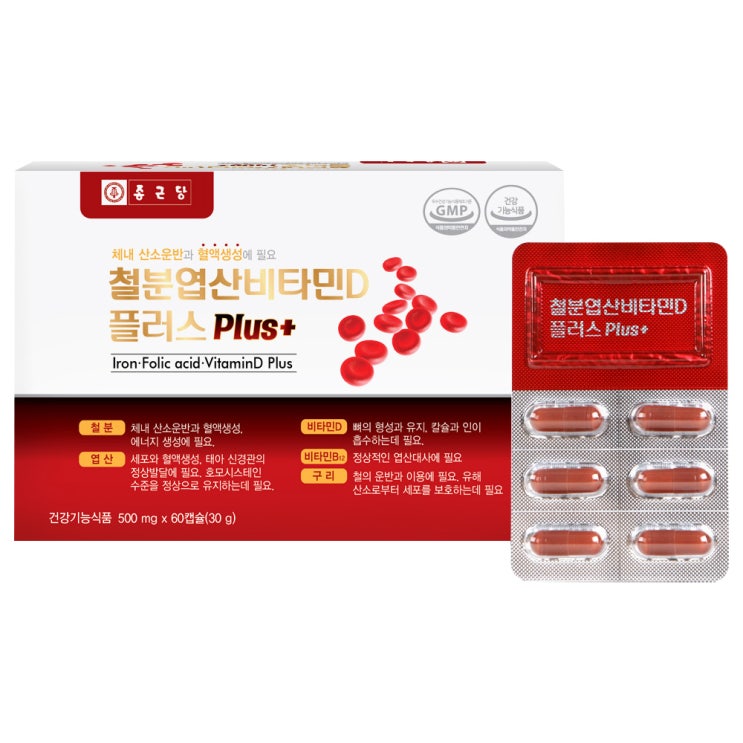  종근당 철분 엽산 비타민D 플러스, 60정, 1개