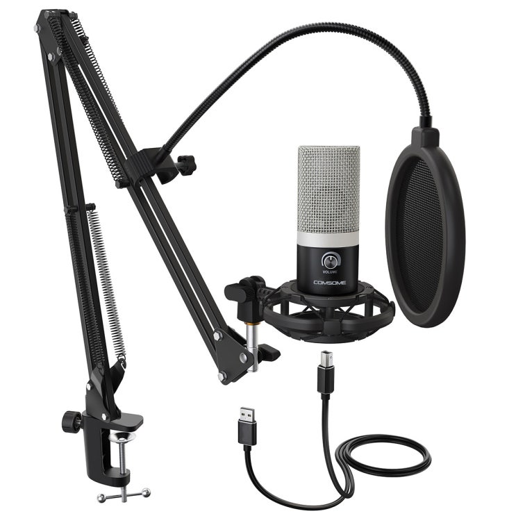  컴썸 USB 방송용 마이크 게이밍 마이크, MIC-800(실버)