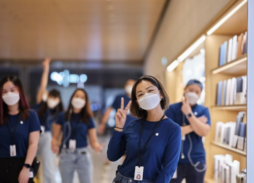  애플 페이스 마스크 (Apple face mask) 실착용 사진