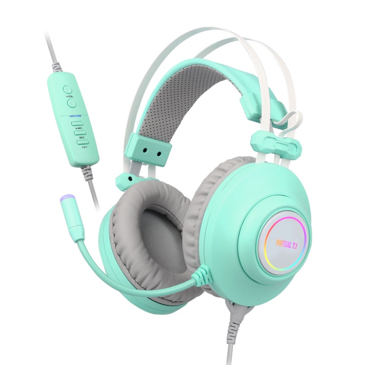  앱코 HACKER 가상 7.1 RGB 진동 노이즈 캔슬링 마이크 3D 초경량 게이밍 헤드셋, N550 ENC, 민트