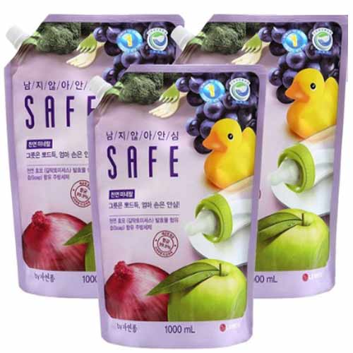  세이프 천연 미네랄 주방세제 리필형, 1000ml, 3개