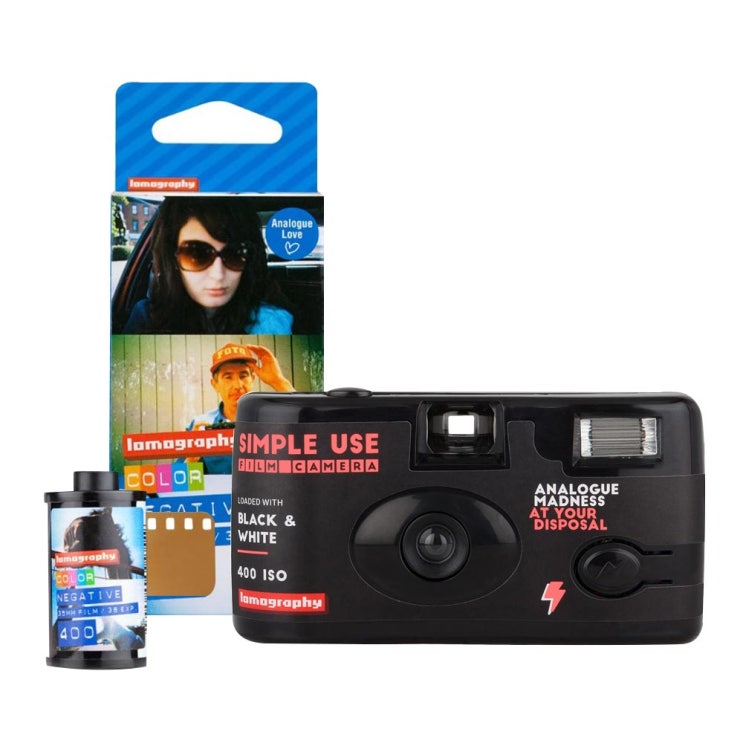 로모그래피 심플유즈 블랙앤화이트 필름카메라 + ISO400필름 3p, 단일상품, 1세트