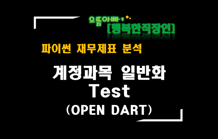  [파이썬 재무제표 분석] 재무제표 계정과목 일반화 Test(OPENDART)