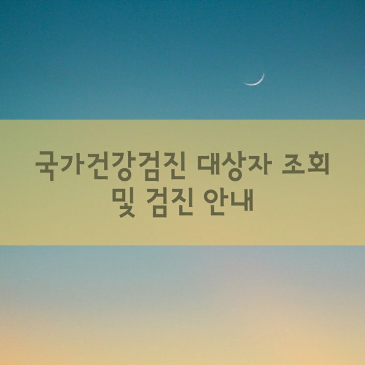  국가 건강검진 대상자 조회 및 검사 항목