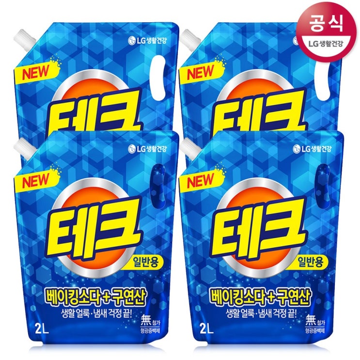  [LG생활건강] 테크 액체세제 리필 2Lx4개, 베이킹구연산 일반 리필 2Lx4개