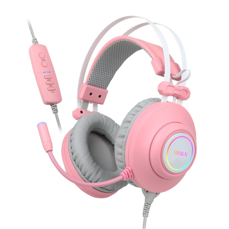  앱코 HACKER 가상 7.1 RGB 진동 노이즈 캔슬링 마이크 3D 초경량 게이밍 헤드셋, N550 ENC, 핑크