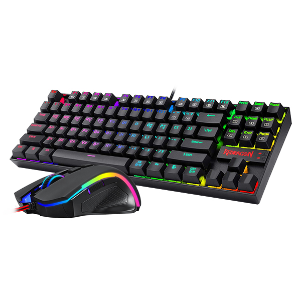  리드래곤 기계식 RGB 게이밍 키보드 마우스 세트 적축, K552RGB-BA, 블랙