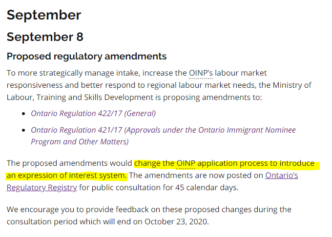 [캐나다 이민] 온타리오 주 정부 이민 OINP 전면 개편 개정안 발표!
