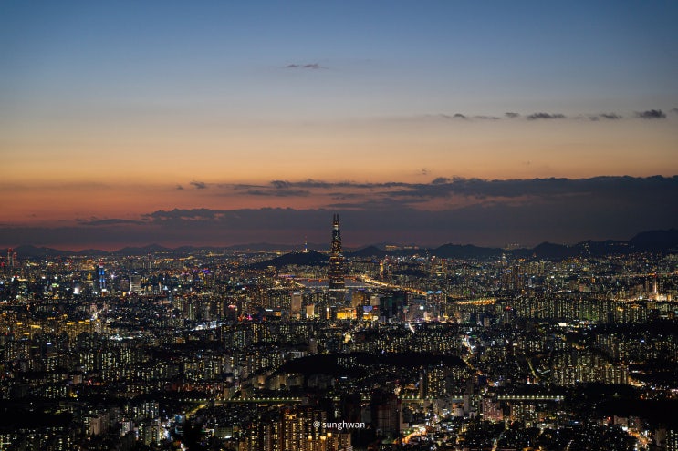  서울 야경 명소, 남한산성 서문에서 바라본 롯데타워