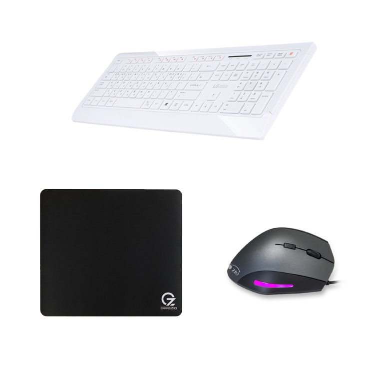  라이센스LG USB 키보드 K-1200 + ZIO 버티컬 마우스 ERGO900 + 게이밍 마우스패드 MP320, 키보드(K-1200), 마우스(ERGO900), 패드(MP320),