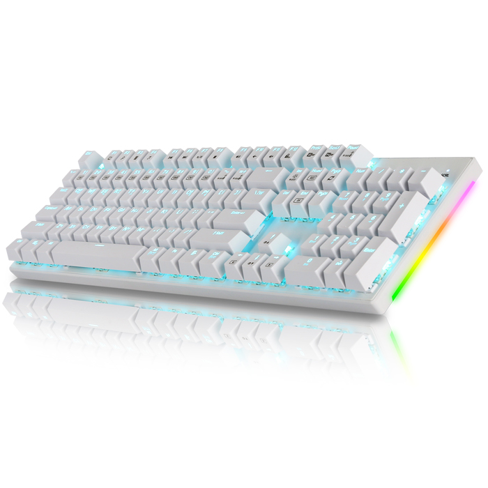  콕스 교체축 사이드 RGB 기계식 게이밍 키보드 갈축, 화이트, CK450