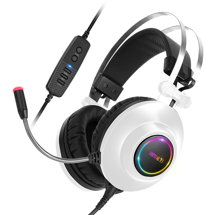  앱코 HACKER 가상 7.1 RGB 진동 노이즈 캔슬링 마이크 3D 초경량 게이밍 헤드셋, N550 ENC, 화이트