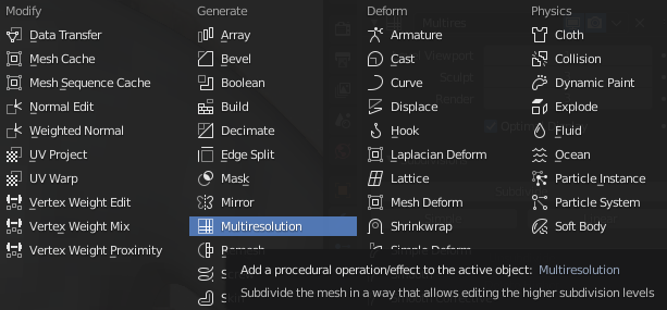  [Blender 2.9] Multiresolution Modifier