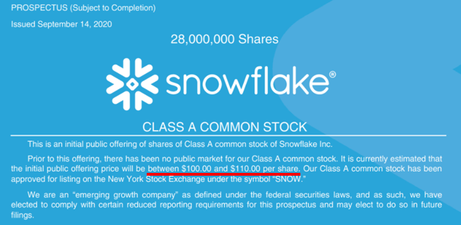  [미국주식] 스노우플레이크 IPO 정보 업데이트(Snowflake, SNOW)