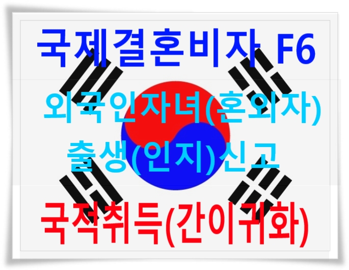 국제결혼비자 F6비자/ 외국인자녀(혼외자)출생(인지)신고 등 국적취득(혼인/출생자녀 간이귀화) 초청비자