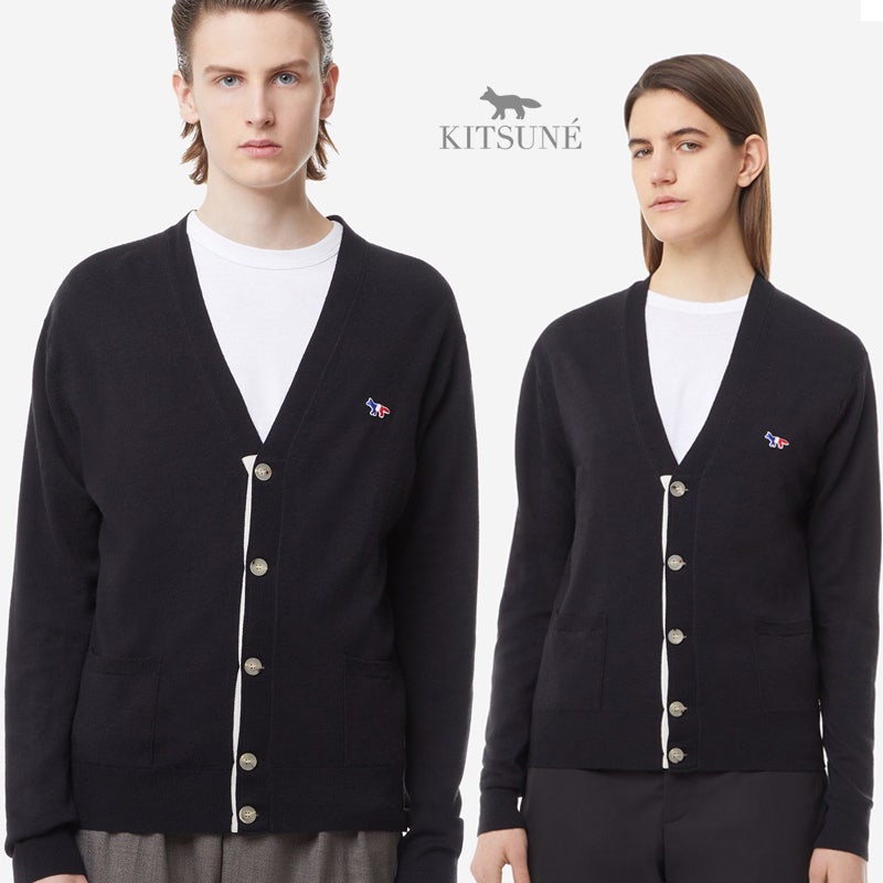 메종키츠네 21FW TRICOLOR 팍스 메리노 가디건 BLK 메종키츠네 21Fw Tricolor 팍스 메리노 가디건 Blk